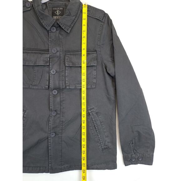 Indigo Star Military Field Jacket Men S Utility Patch Pockets Zip & Button Gray - Picture 4 of 13